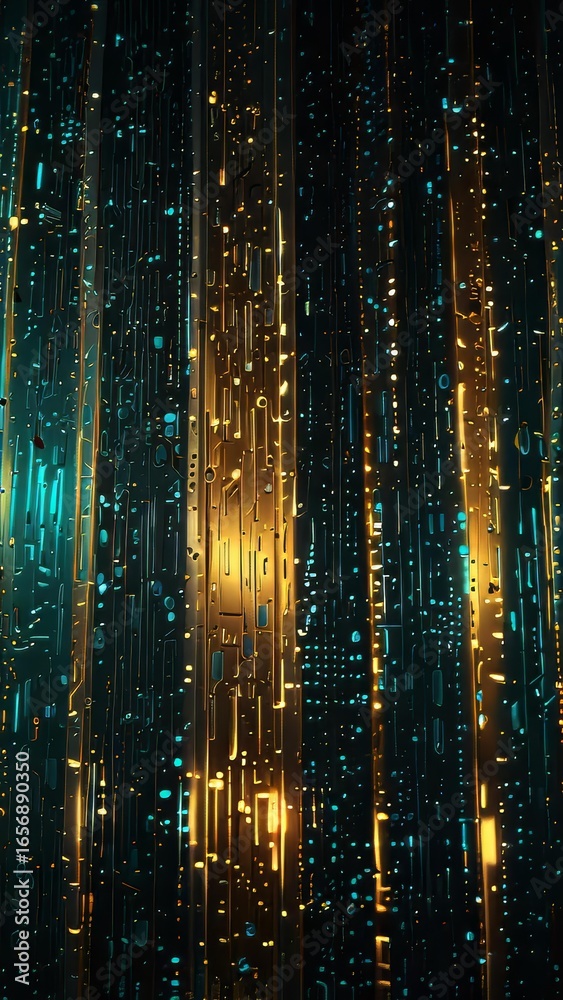 Naklejka premium Glowing futuristic digital shield made of data streams for cybersecurity design