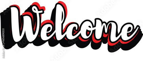 Vector art of welcome text in bold modern typography
