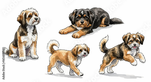 Watercolor dog illustration “Max” pet portrait isolated on white background