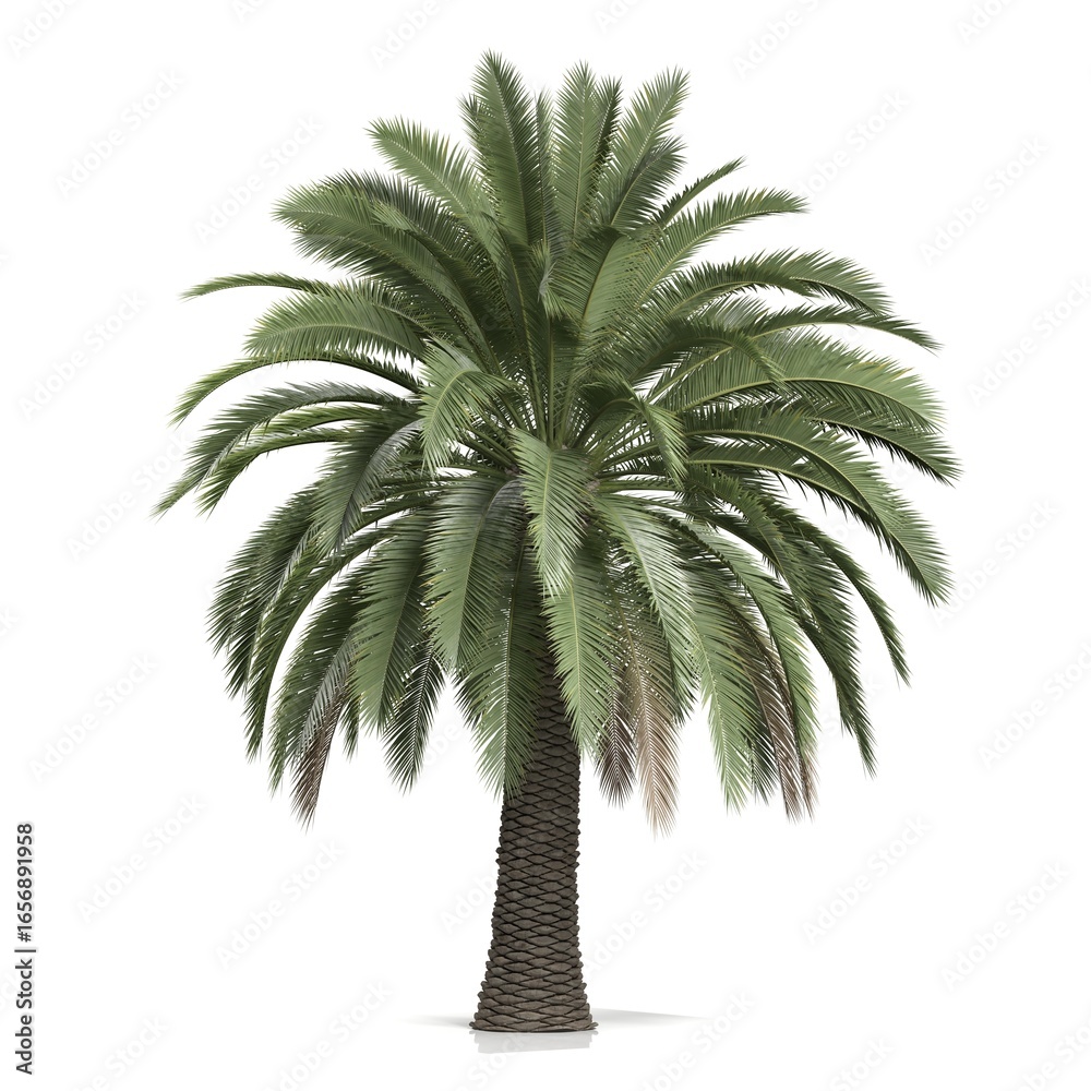 Obraz premium Serene palm tree against a white backdrop.