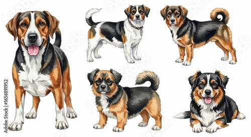 Watercolor dog illustration “Max” pet portrait isolated on white background