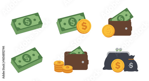 Various ways to hold and display money and coins