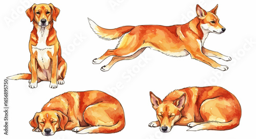 Watercolor dog illustration “Ginger” pet portrait isolated on white background
