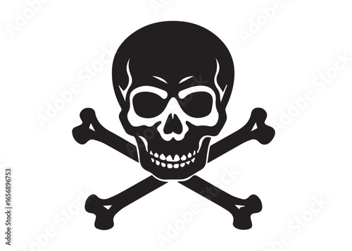 A head skull with crossbones black vector white background
