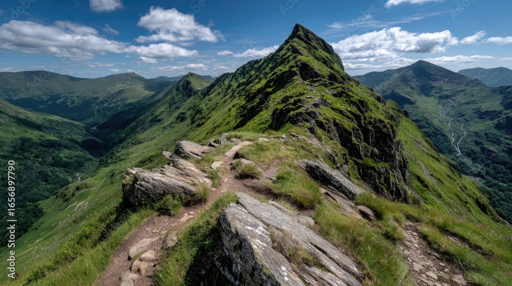 Fototapeta premium Green Mountain Peak Landscape