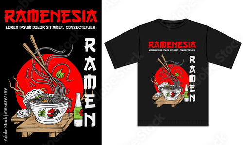 Japanese Ramen Bowl T-Shirt Design | Asian Food Streetwear Graphic Tee