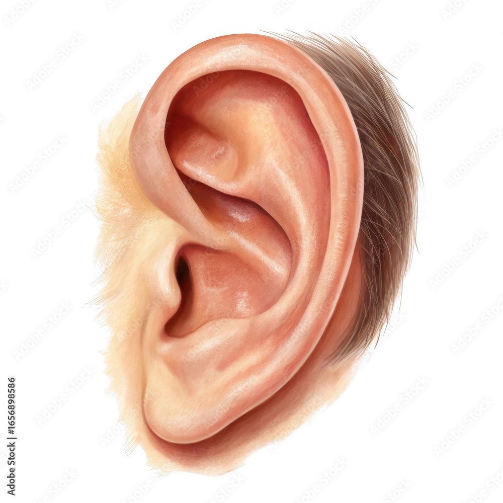 Fototapeta premium 3d realistic human ear anatomy isolated on transparent background