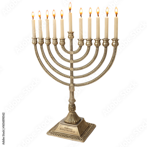 hanukkah menorah with candles on transparent background PNG