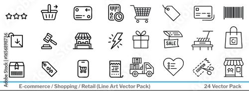 E-commerce icons set for modern online shopping experiences and retail businesses promotion and marketing