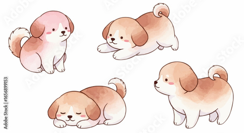 Watercolor dog illustration “Mochi” pet portrait isolated on white background