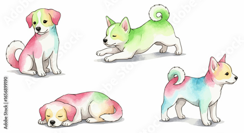 Watercolor dog illustration “Mochi” pet portrait isolated on white background