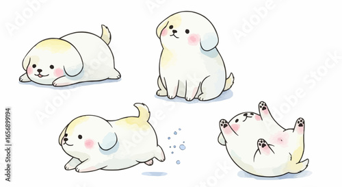 Watercolor dog illustration “Mochi” pet portrait isolated on white background