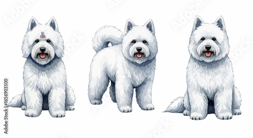 Watercolor dog illustration “Snowy” pet portrait isolated on white background