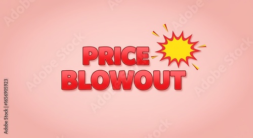 Price Blowout Bright Red Text with Yellow Explosive Burst on Pink Background