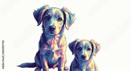 Watercolor dog illustration “Bubbles” pet portrait isolated on white background