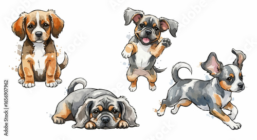 Watercolor dog illustration “Bubbles” pet portrait isolated on white background