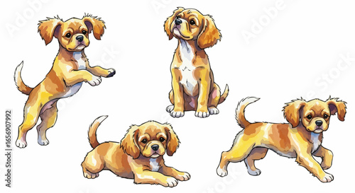 Watercolor dog illustration “Bubbles” pet portrait isolated on white background