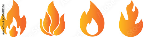 Flame icons set, Flame Vector Icons. Simple flat burning fire silhouette collection. Hot energy symbol for graphic design, Vector Illustration