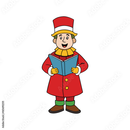 A festive Christmas caroler isolated on a white background vector illustration