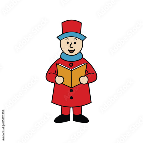 A festive Christmas caroler isolated on a white background vector illustration