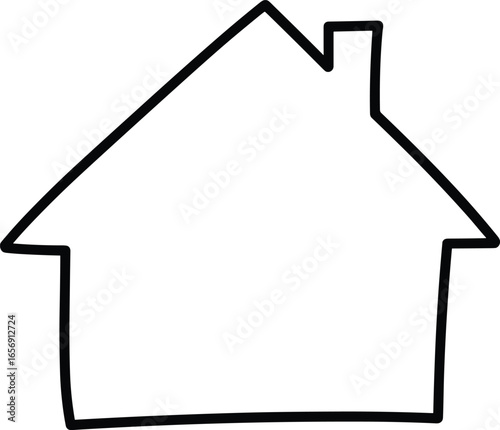 Simple house outline drawing, home icon sketch, minimalist real estate symbol, architecture illustration, housing design concept