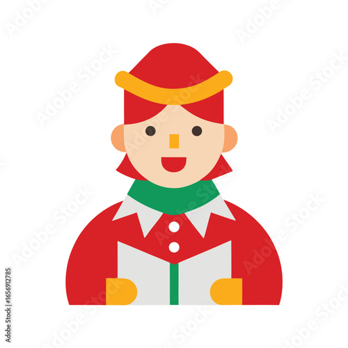A singing Christmas caroler on a plain white background vector illustration