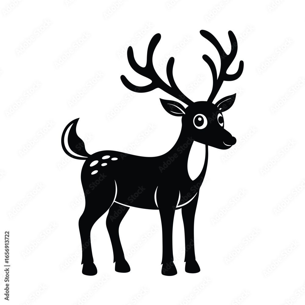 Naklejka premium A Christmas reindeer with an expressive face on a white background vector illustration