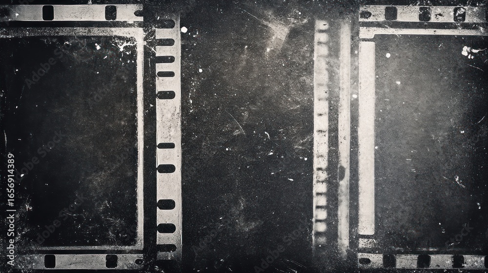 Obraz premium A textured background featuring empty film frames, evoking nostalgia for cinema.