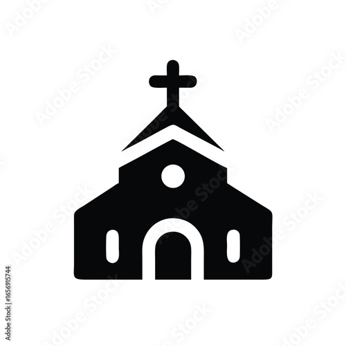 A classic church covered in snow vector illustration