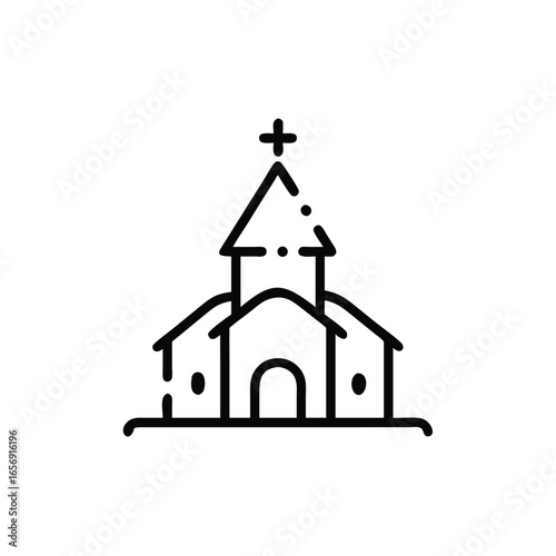A snow covered church on a plain white background vector illustration