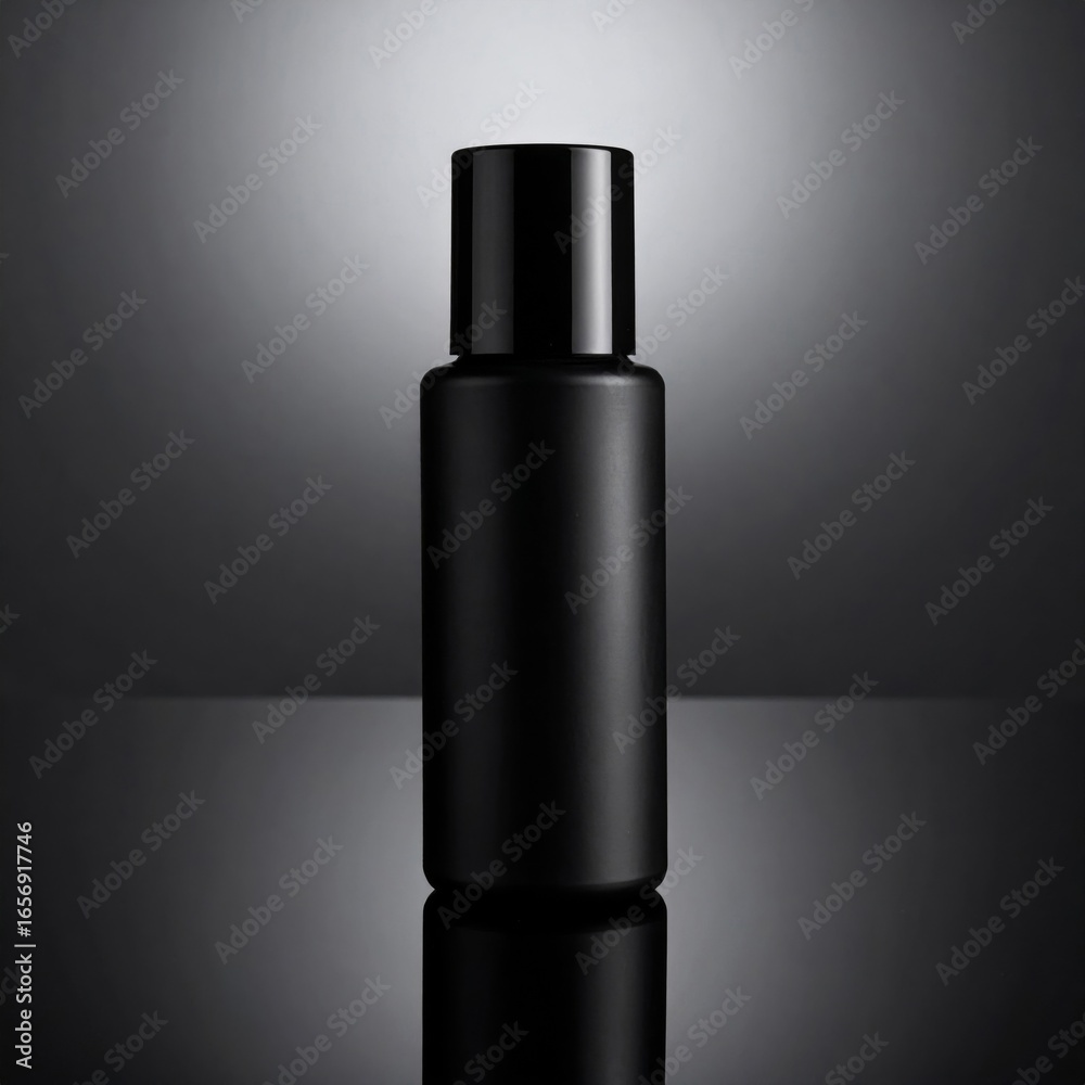 Obraz premium Sleek Black Bottle Product Shot with a Minimalist Design on Dark Background