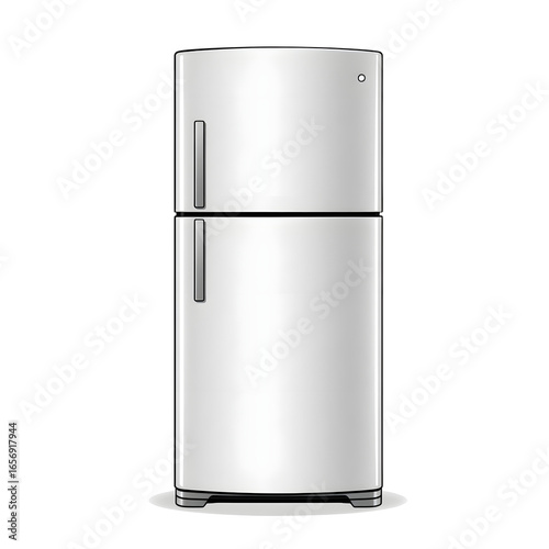 Modern and retro refrigerators isolated on white background