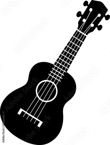 Cavaquinho silhouette with compact guitar-like body and four strings.