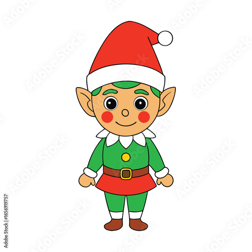 A festive elf on the shelf on a plain white background vector illustration