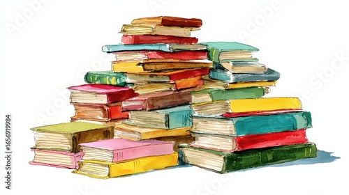 Colorful book stacks illustration.