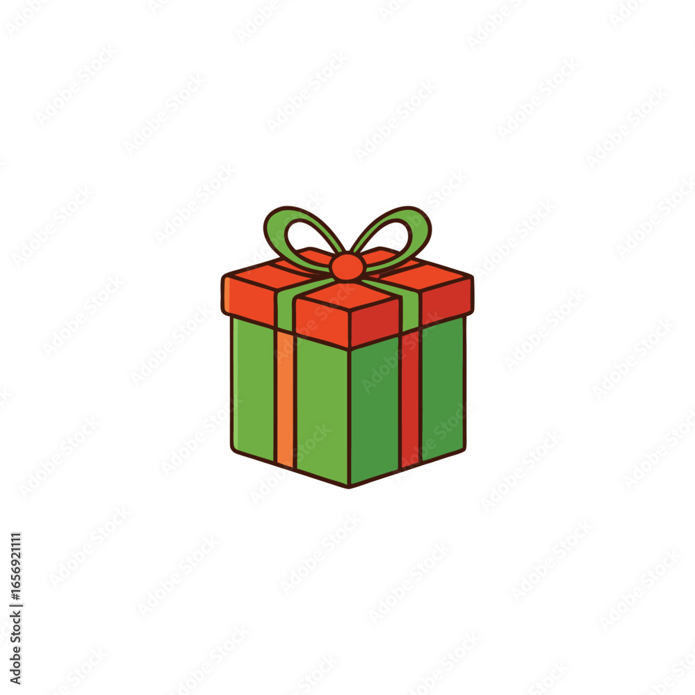 Fototapeta premium An icon of a Christmas gift in a flat design style vector illustration