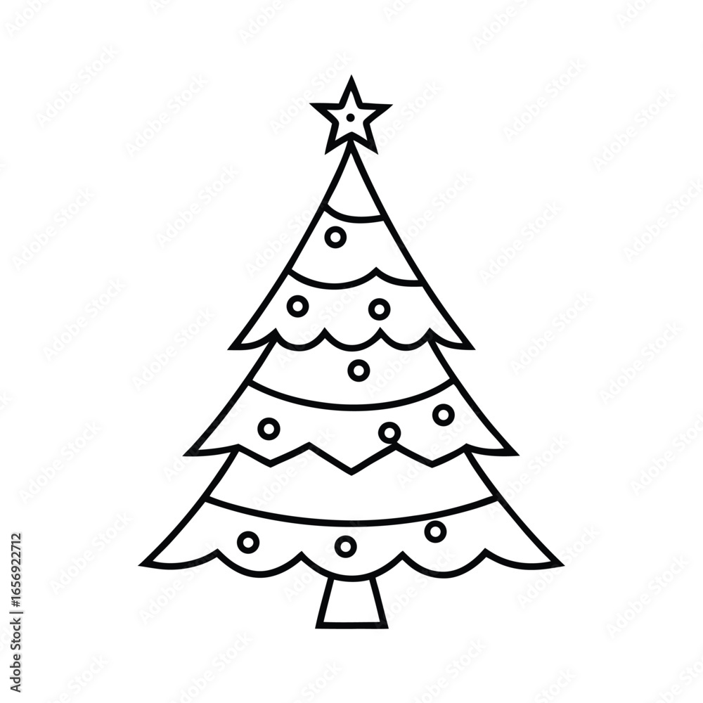 Fototapeta premium A simple Christmas tree icon in a flat design vector illustration