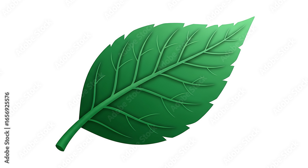 Obraz premium A vibrant green leaf with intricate veins, showcasing the beauty of nature and botanical details in a simple and elegant composition.