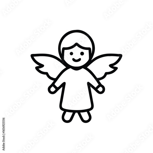 A child in a festive angel costume on a white background vector illustration