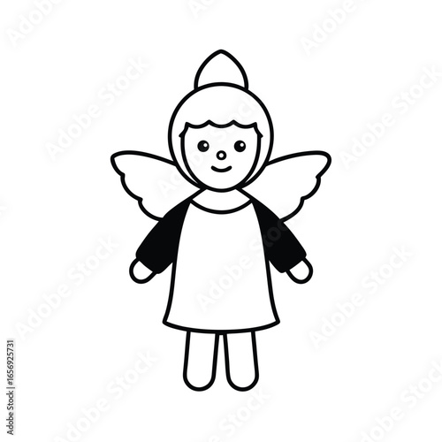 A cute kid dressed as a Christmas angel on a white background vector illustration