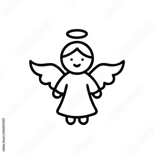 A child wearing a Christmas angel costume on a white background vector illustration