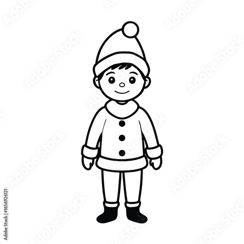 A kid in a Christmas Santa costume on a white background vector illustration