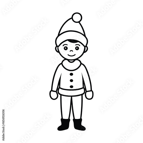 A child wearing a Christmas Santa costume on a plain white background vector illustration