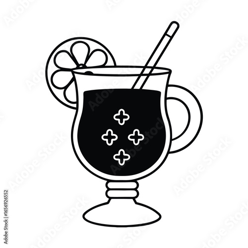 A warm glass of mulled wine vector illustration