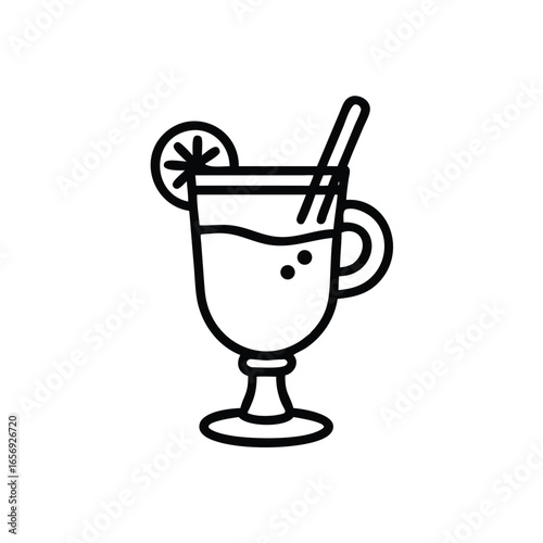 A festive glass of mulled wine on a plain white background vector illustration