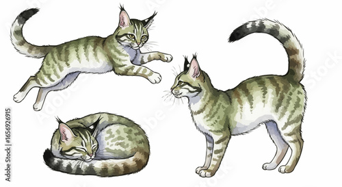 Watercolor cat illustration “Willow” pet portrait isolated on white background