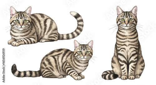 Watercolor cat illustration “Willow” pet portrait isolated on white background