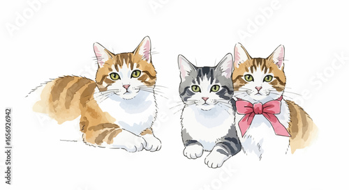 Watercolor cat illustration “Willow” pet portrait isolated on white background