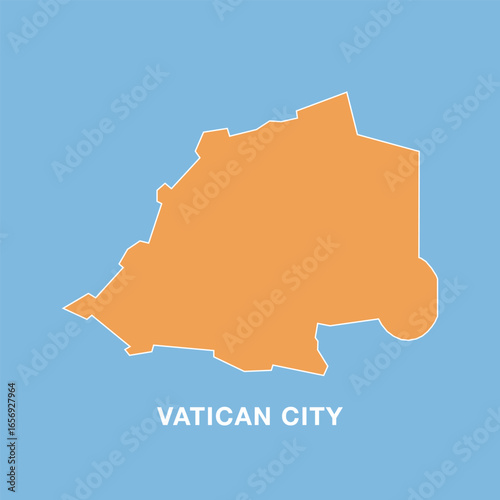 Colorful map of Vatican City, Vatican with labeled administrative districts. Vector illustration isolated on blue background. Tourist infographic, detailed city plan, modern design.