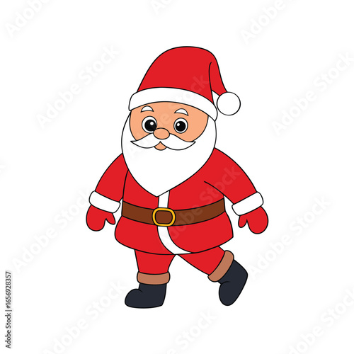 A simple illustration of Santa Claus in a walking pose on a white background vector illustration